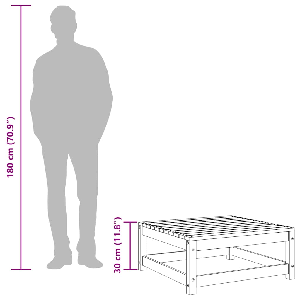 Garden Footstool White 70x70x30 cm Solid Wood Pine